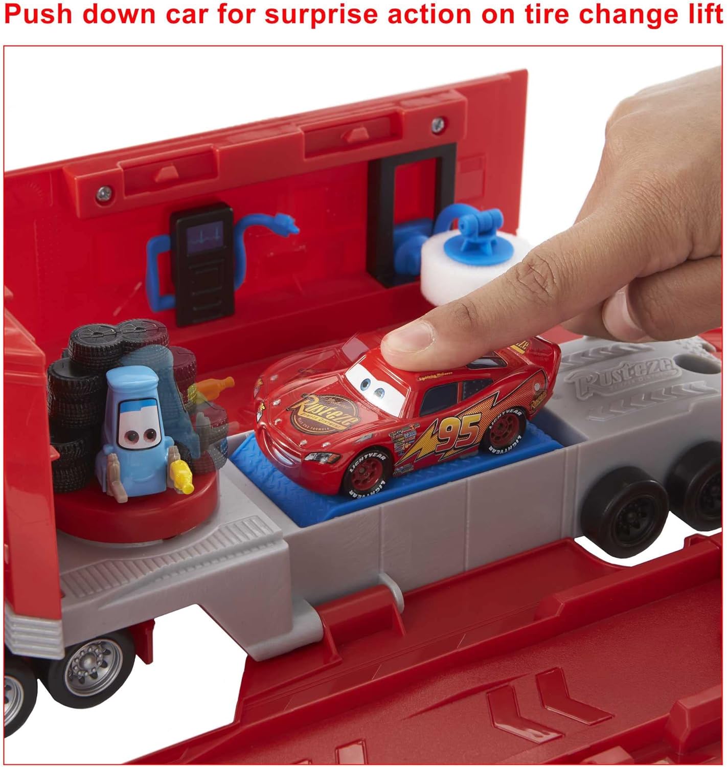 HotMattel Disney and Pixar Cars Transforming Mack Playset | 2-in-1 Toy Truck & Tune-Up Station with Launcher, Lift & More, Movie-Inspired Graphics