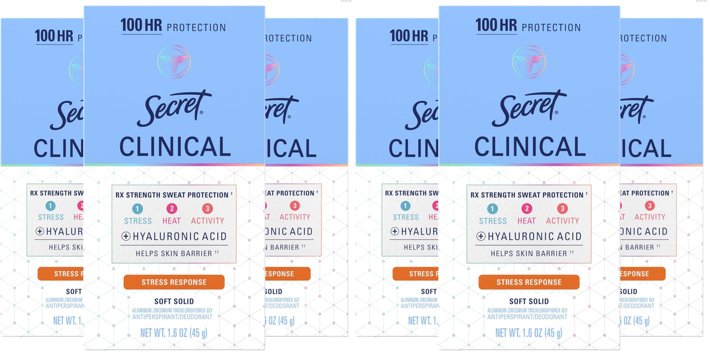HotSecret Clinical Strength Antiperspirant Deodorant for Women, Stress Response, 3X Stress & 72hr Sweat & Odor Protection, PH Balancing Minerals, Soft Solid, 1.6 oz (Pack of 3)