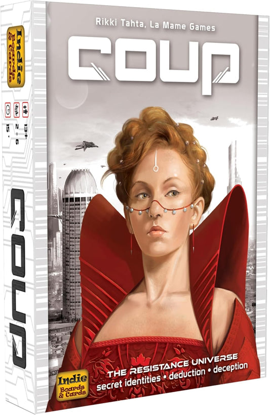 Hot Coup Card Game by Indie Boards & Cards | Fast Bluffing and Social Deduction Strategy | Hidden Roles, Deception, and Player Interaction | Quick 15-Minute Game for 2–6 Players | Adults, Teens, Families