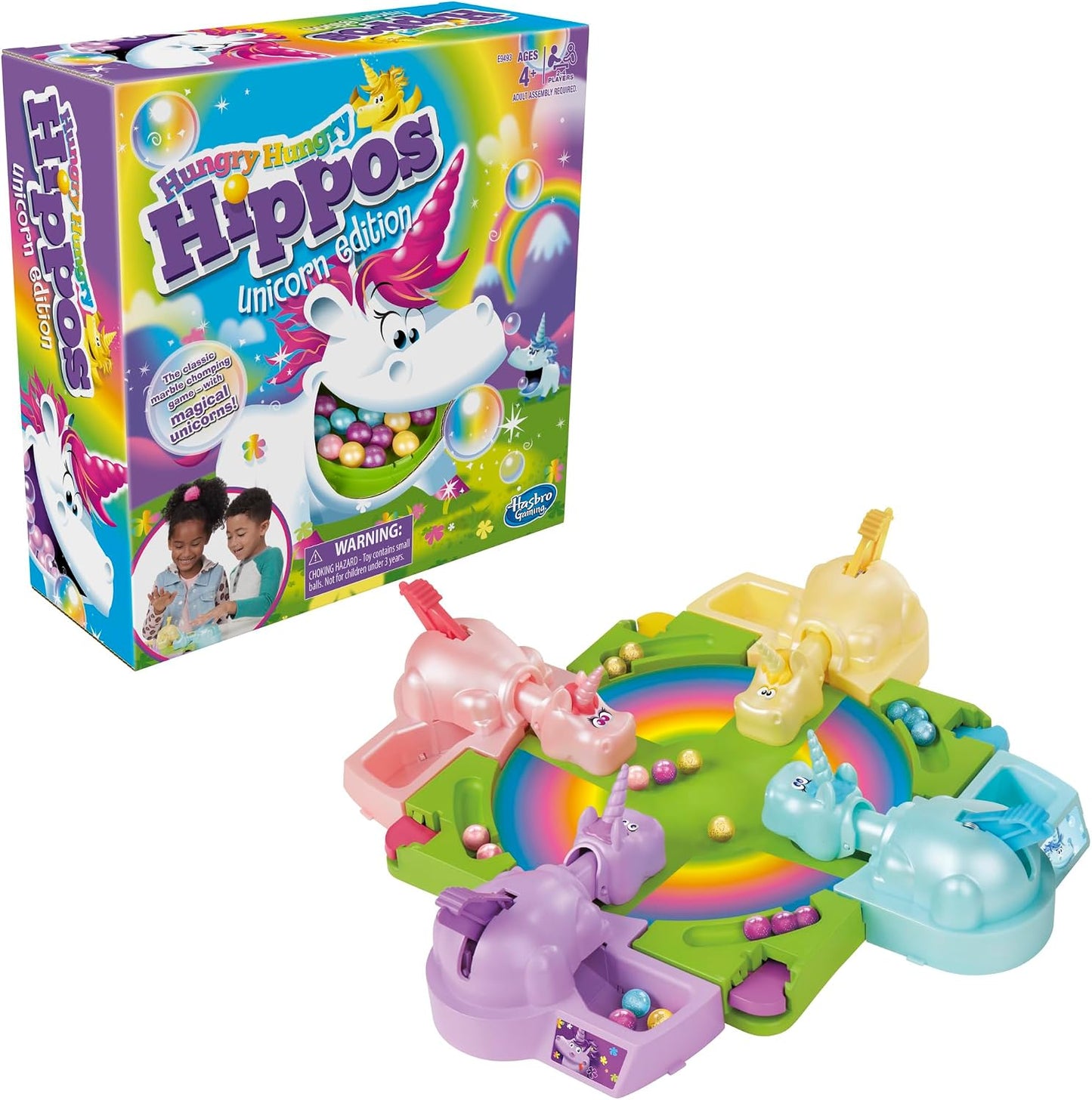 Hot Hasbro Gaming Hungry Hippos Unicorn Edition Pre-School Board Game for Kids Ages 4 and Up; 2-4 Players, Easter Gifts for Boys and Girls (Amazon Exclusive)