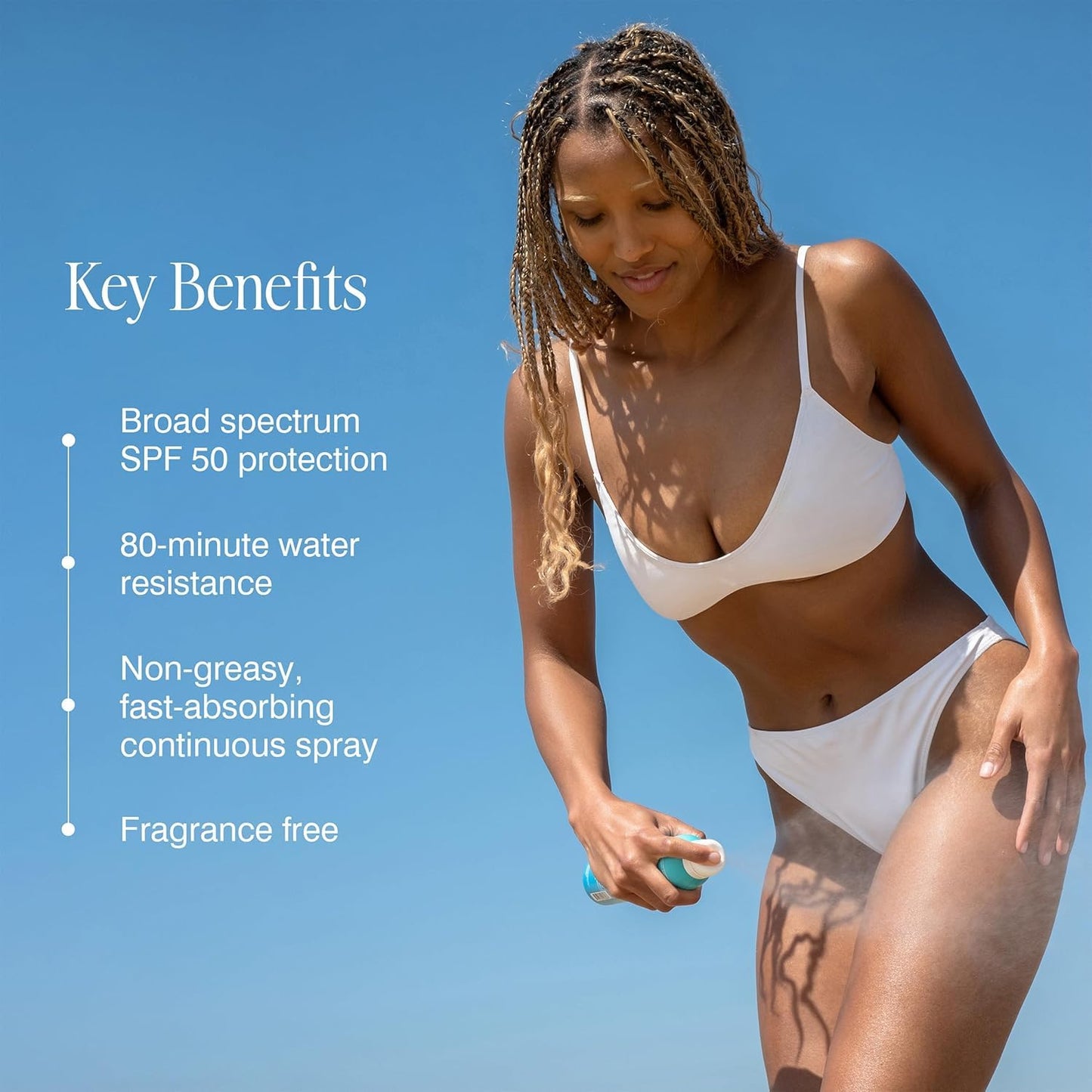 HotCOOLA Organic Sunscreen SPF 50 Sunblock Spray, Dermatologist Tested Skin Care for Daily Protection, Vegan and Gluten Free, Fragrance Free, 6 Fl Oz