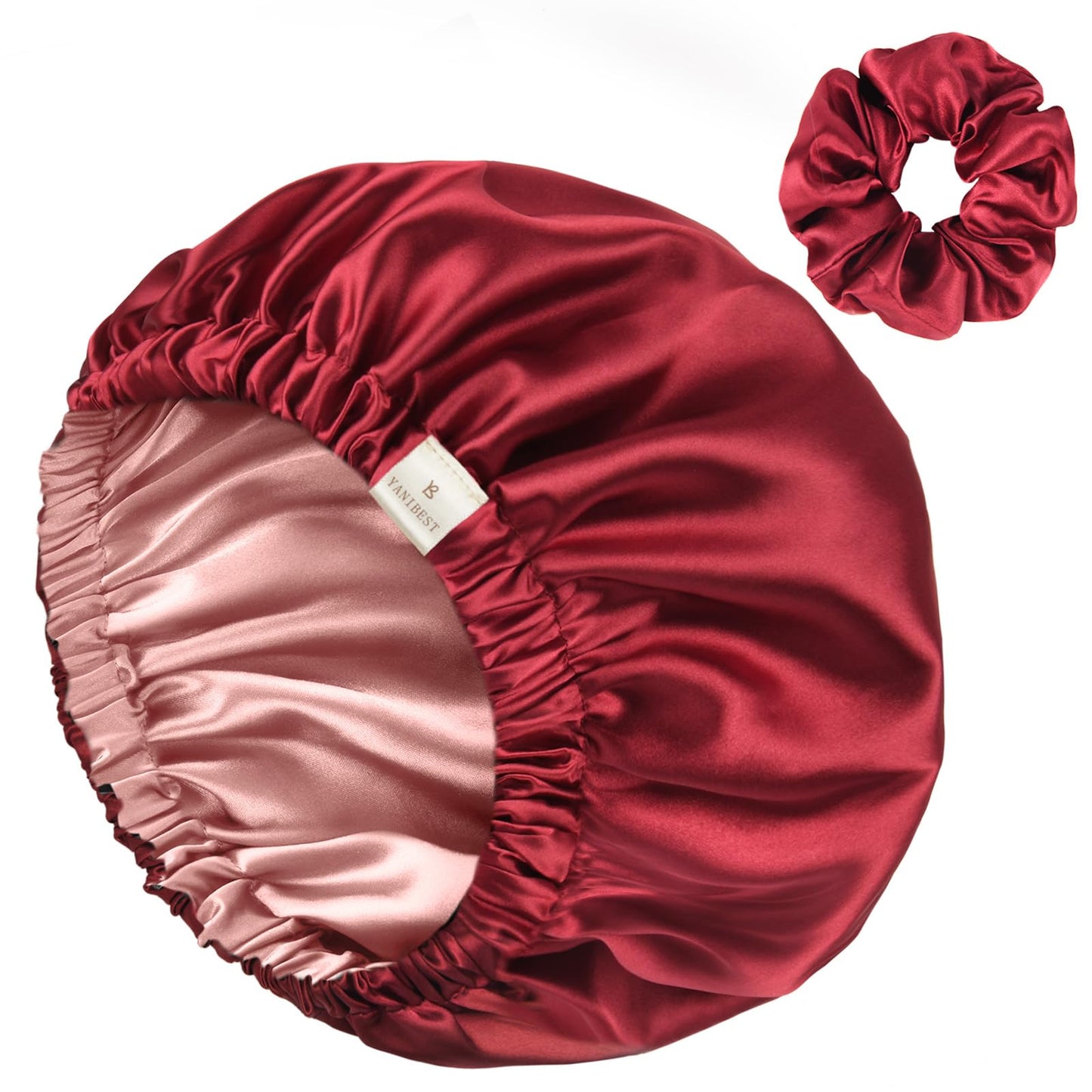 HotYANIBEST Adjustable Satin Bonnet Double Layer Hair Bonnet for Sleeping Bonnets for Women Hats Curly Natural Hair, Blush Pink | Double Layer, Reversible Bonnet, Natural Curly Coily, Maintain Moisture, Soft Adjustable Elastic Band Sleep Cap