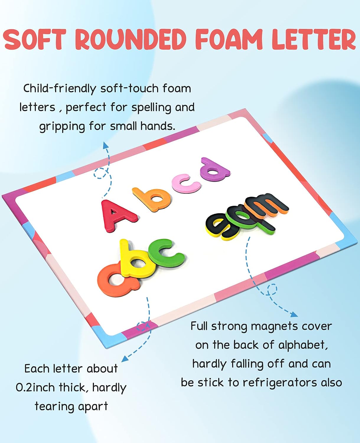 Hot Gamenote Classroom Magnetic Alphabet Letters Kit 238 Pcs with Double - Side Magnet Board - Foam Alphabet Letters for Preschool Kids Toddler Spelling and Learning Colorful ABC Education Fridge Magnets