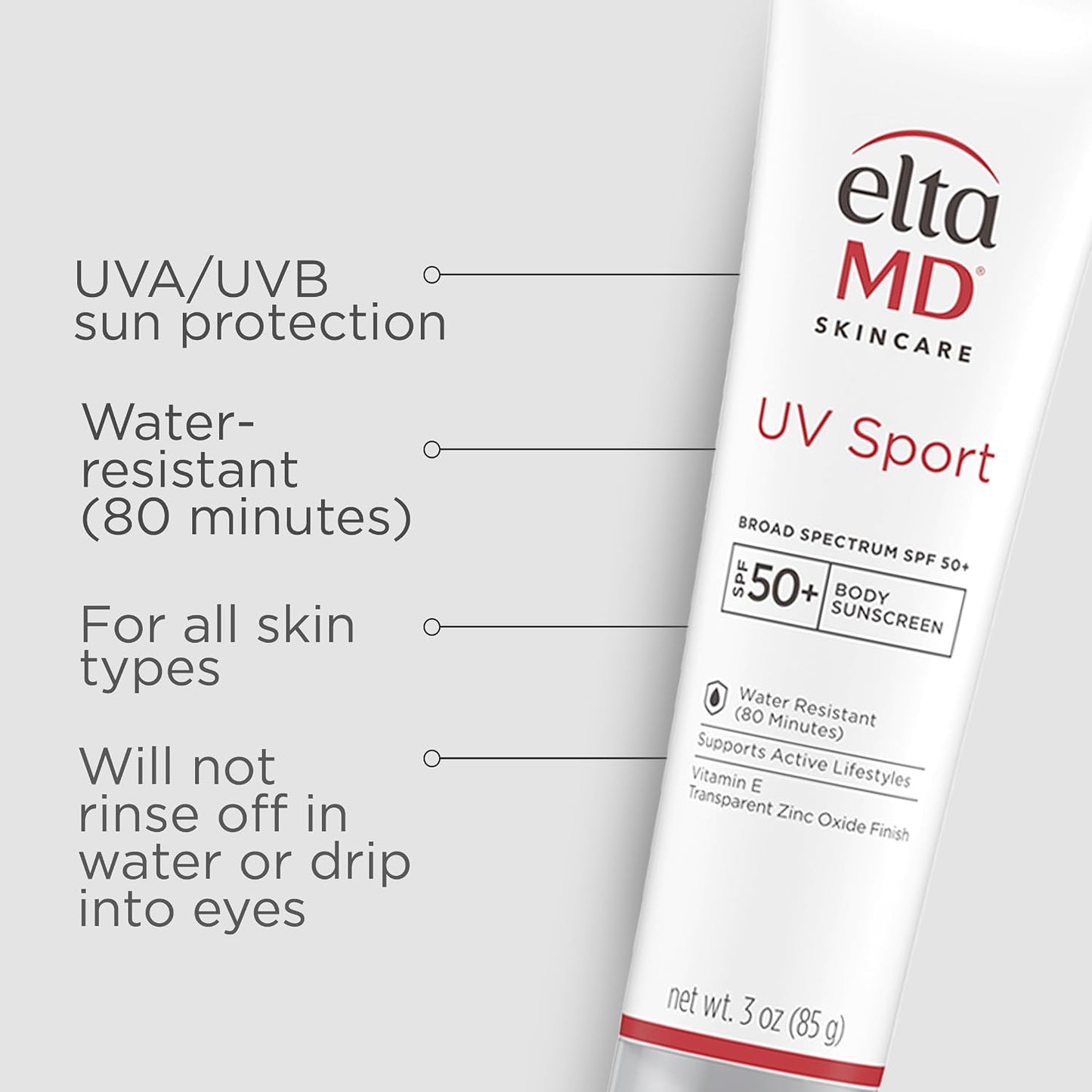 HotEltaMD UV Sport Sunscreen Lotion SPF 50 - Face and Body Sunscreen SPF 50, Water & Sweat Resistant, Zinc Oxide Formula for Active Lifestyles
