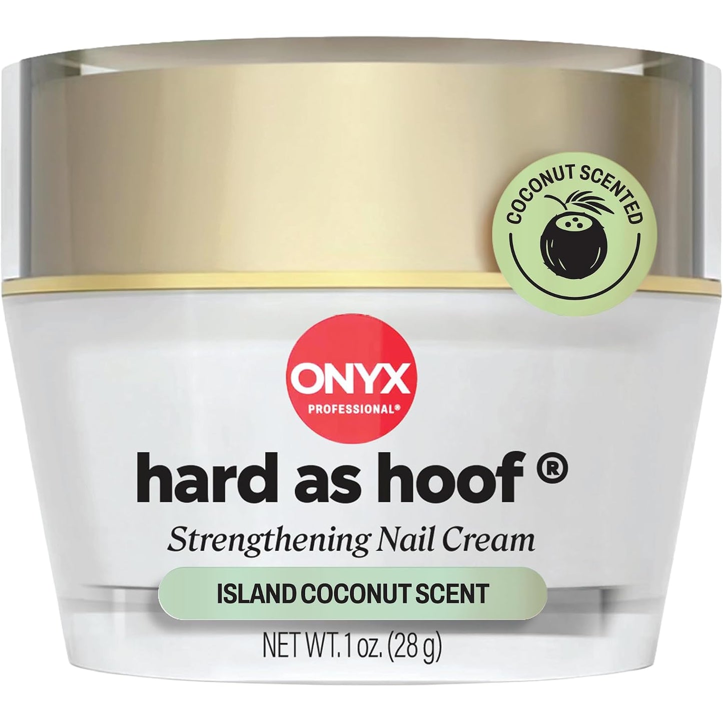 HotOnyx Professional Hard as Hoof Nail Strengthening Cream, Island Coconut Scent - Nail Growth and Conditioning Cuticle Cream Stops Splits, Chips, Cracks & Strengthens Nails, 1 oz