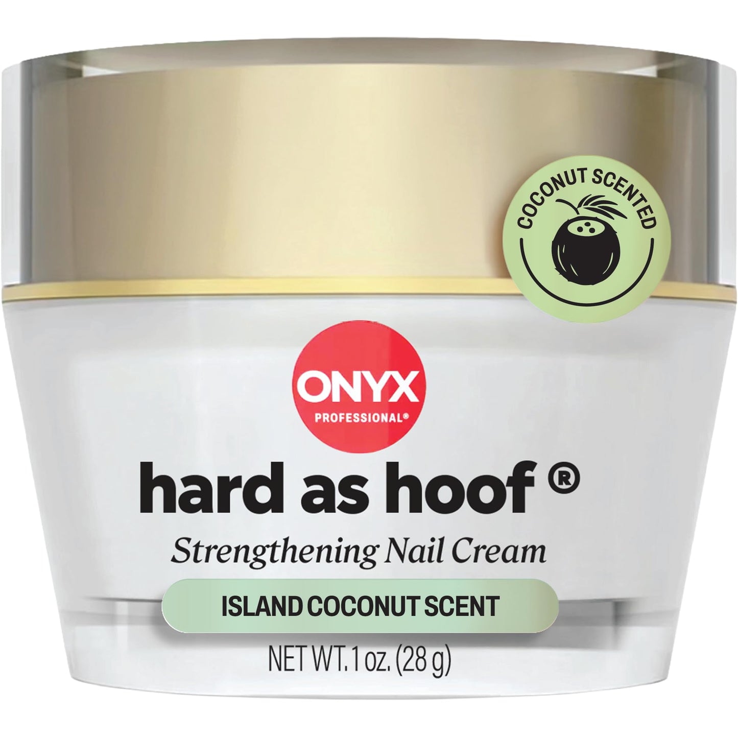 HotOnyx Professional Hard as Hoof Nail Strengthening Cream, Island Coconut Scent - Nail Growth and Conditioning Cuticle Cream Stops Splits, Chips, Cracks & Strengthens Nails, 1 oz