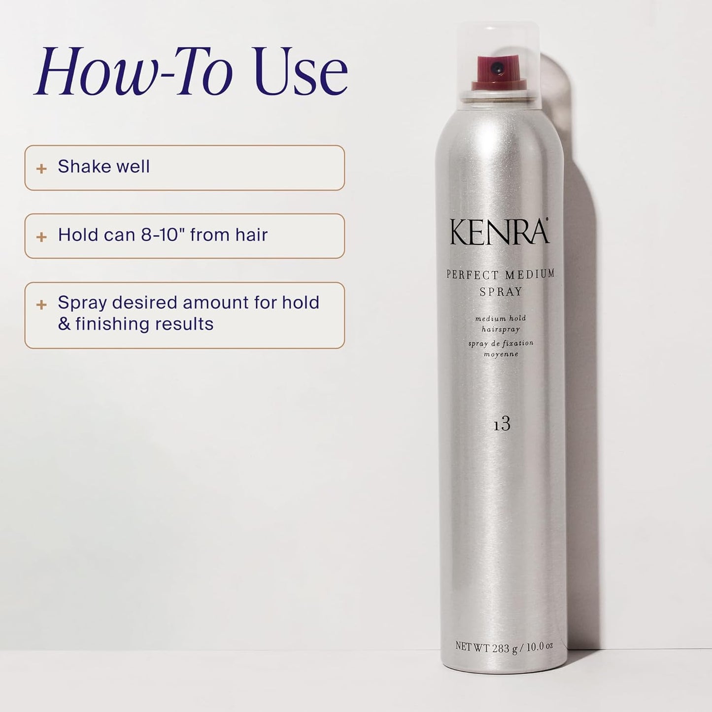 HotKenra Professional Perfect Medium Spray 13 | Provides Styling Control Without Stiffness | Medium Hold | Fast-Drying Formulation | High Shine Finish | All Hair Types