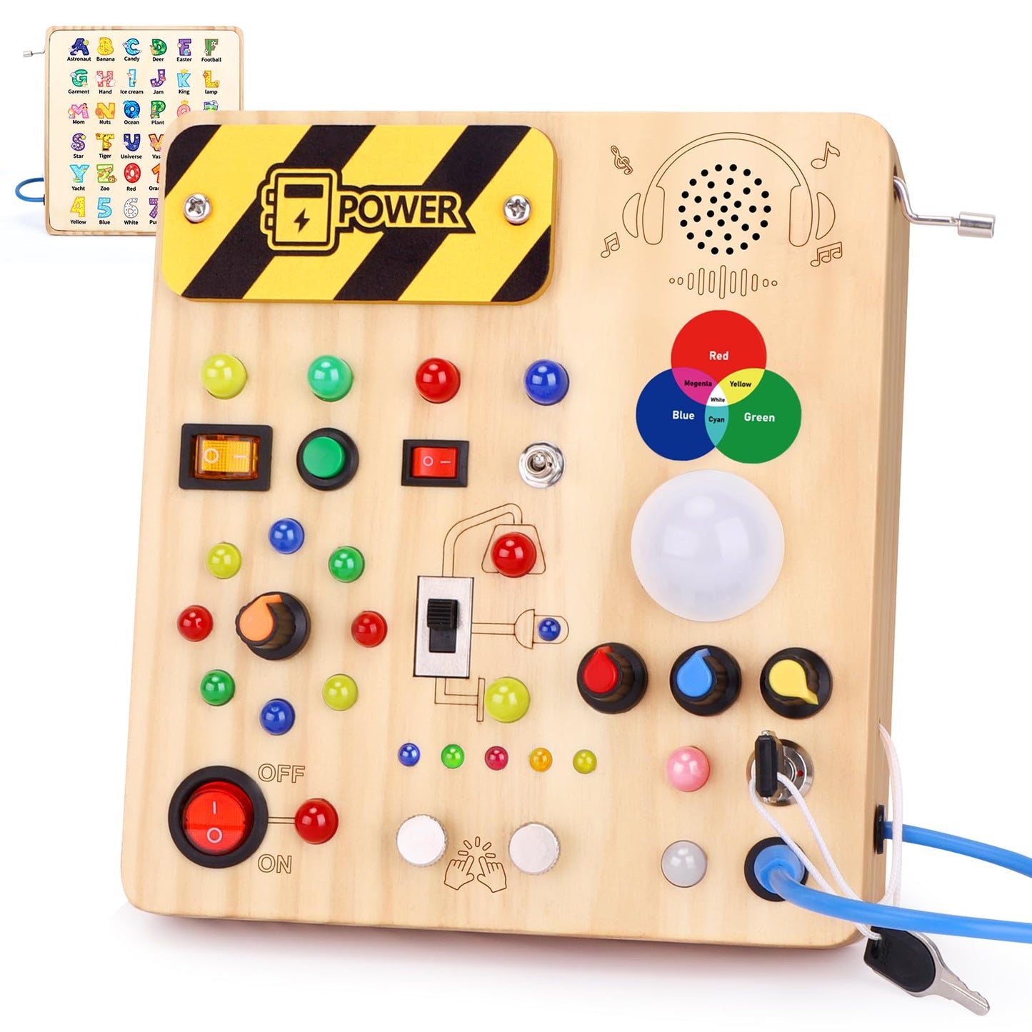 HotGrarain Busy Board for Toddlers - Montessori Educational Toy for 1-3 Year Old Boys & Girls | Travel-Friendly Sensory Learning Activity | Ideal for Kids with Autism(Clocks Busy Board)