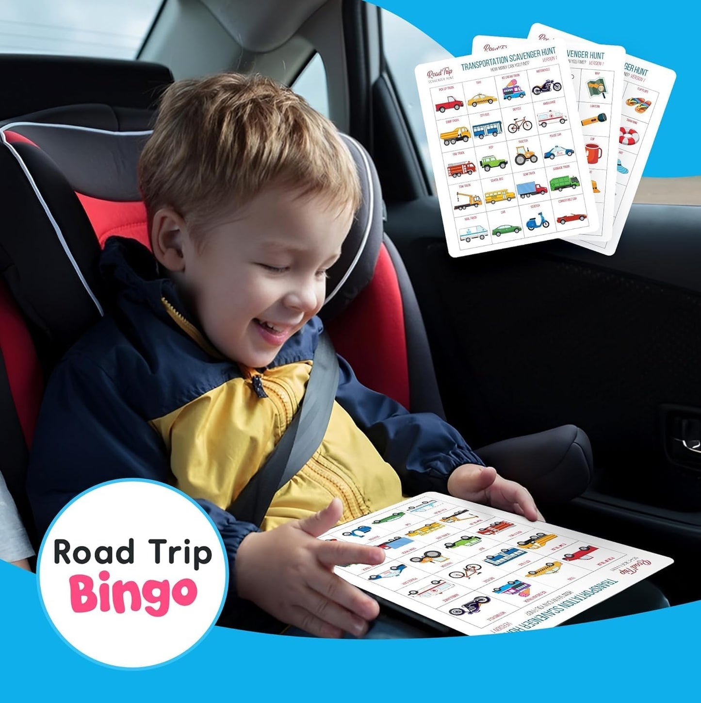 HotWELL BALANCED Car Bingo - Road Trip Essentials: Car Activities and Games for Kids Ages 4-8