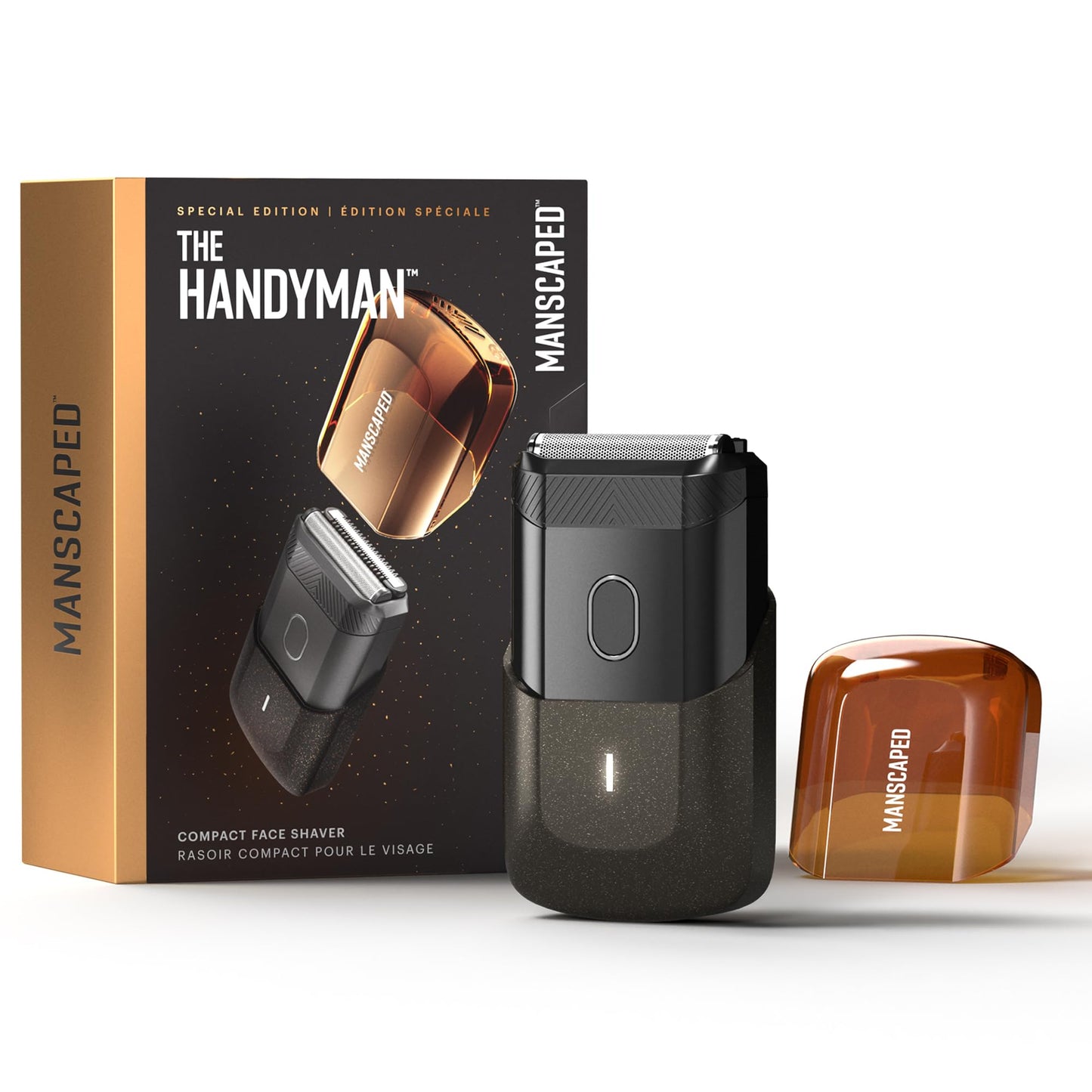 HotMANSCAPED® The Handyman™ Compact Face Shaver – Portable Men’s Travel Facial Hair Groomer, USB-C Rechargeable Razor, Electric Foil Face Shaver, Waterproof, Cordless, Dual-Action SkinSafe® Foil Blades