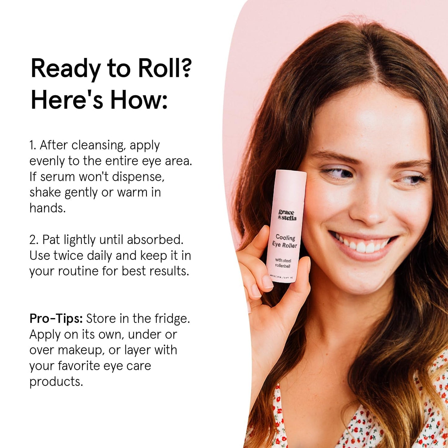 Hotgrace & stella Under Eye Brightener with Cooling Metal Rollerball - Centella Asiatica & Caffeine Eye Serum for Puffy Eyes - Travel Essentials - Under Eye Cream - Travel Essentials (15ml / 0.51floz)