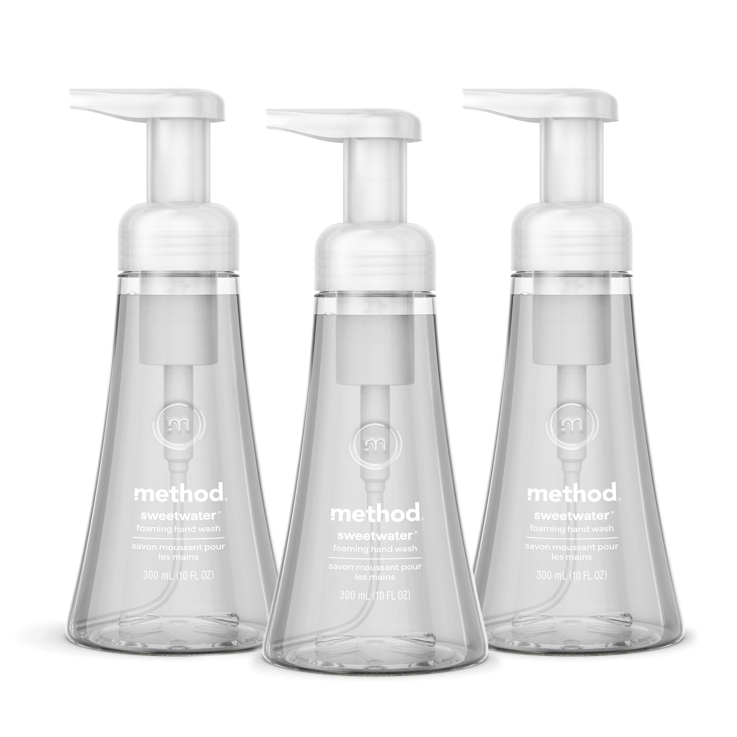 Hotmethod Foaming Hand Wash, Sweet Water - Leaves Hands Feeling Soft & Clean, for Bathroom & Kitchen, Notes of Dewy Lemon Leaf, Grapefruit & Star Jasmine, 10 fl oz, 3 pack