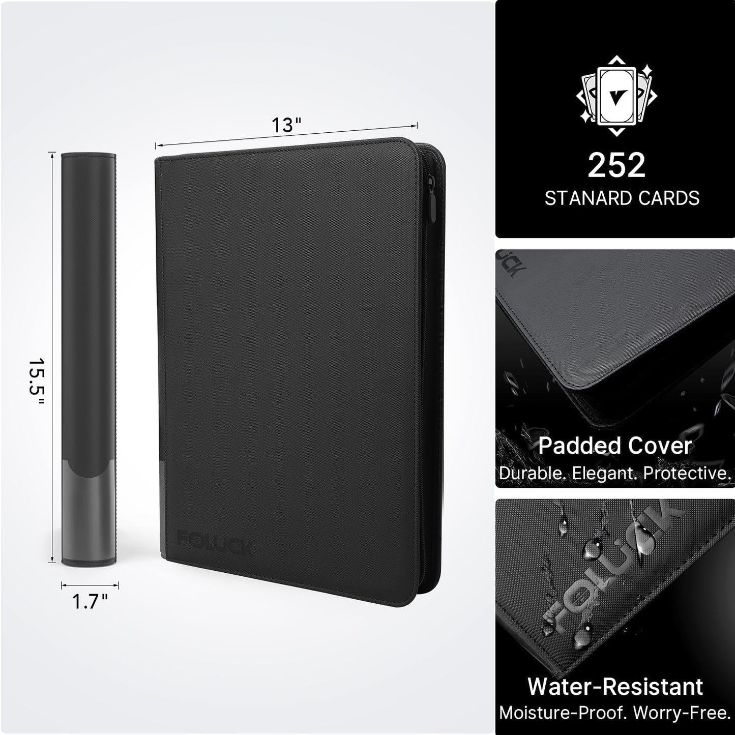Hot Foluck 9 Pocket Top Loader Binder Trading Card Binder Holds 252 Toploaders | 200Pcs Top Loaders & Card Sleeves Included, Comprehensive Protection, for Pokemon, TCG, MTG, Sports Cards