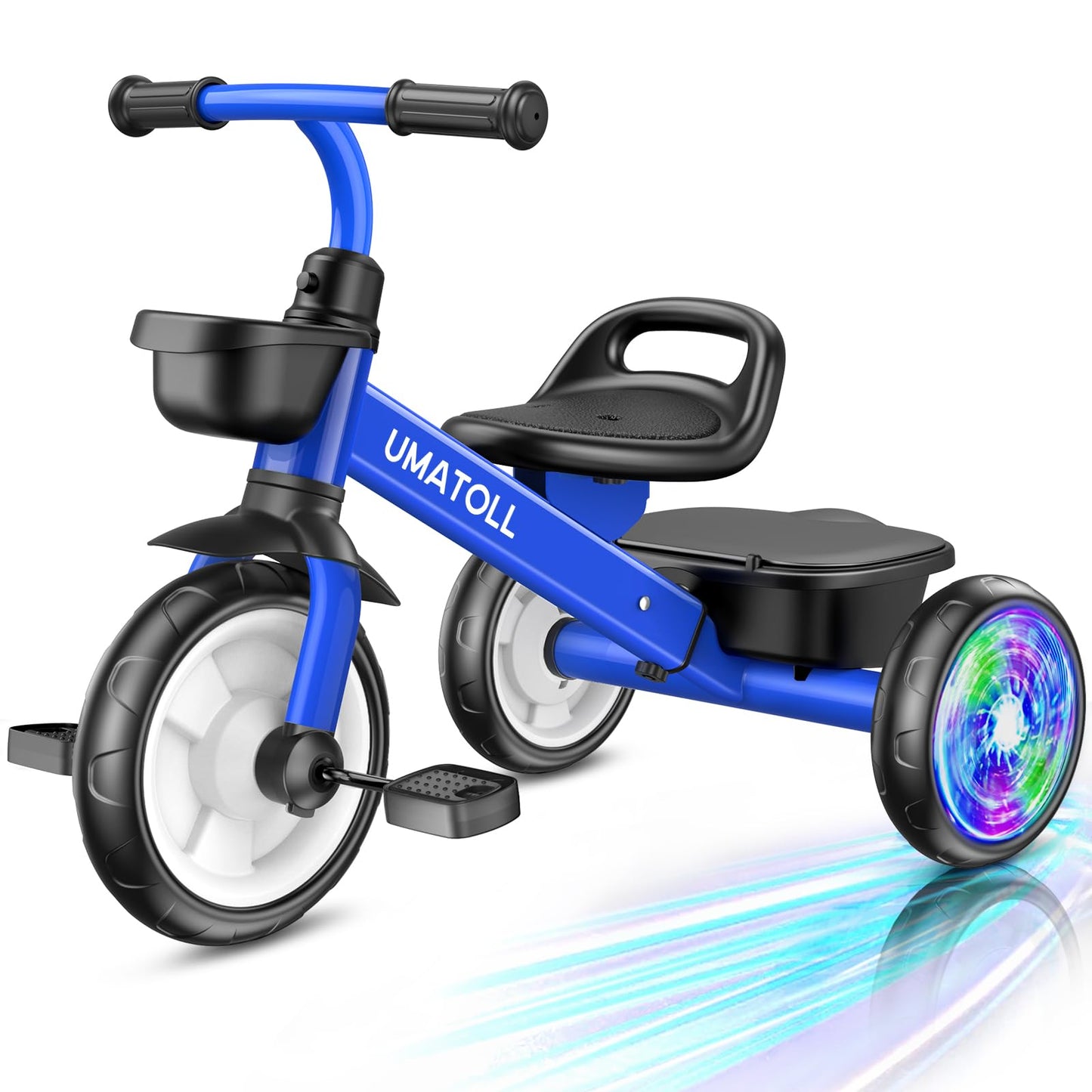 Hot Umatoll Tricycle for Toddlers 2-5 Year Old, Ajustable Toddler Bike Outdoor Toys, Birthday Gift for Girl Age 2-4, Trike with Light up Wheels