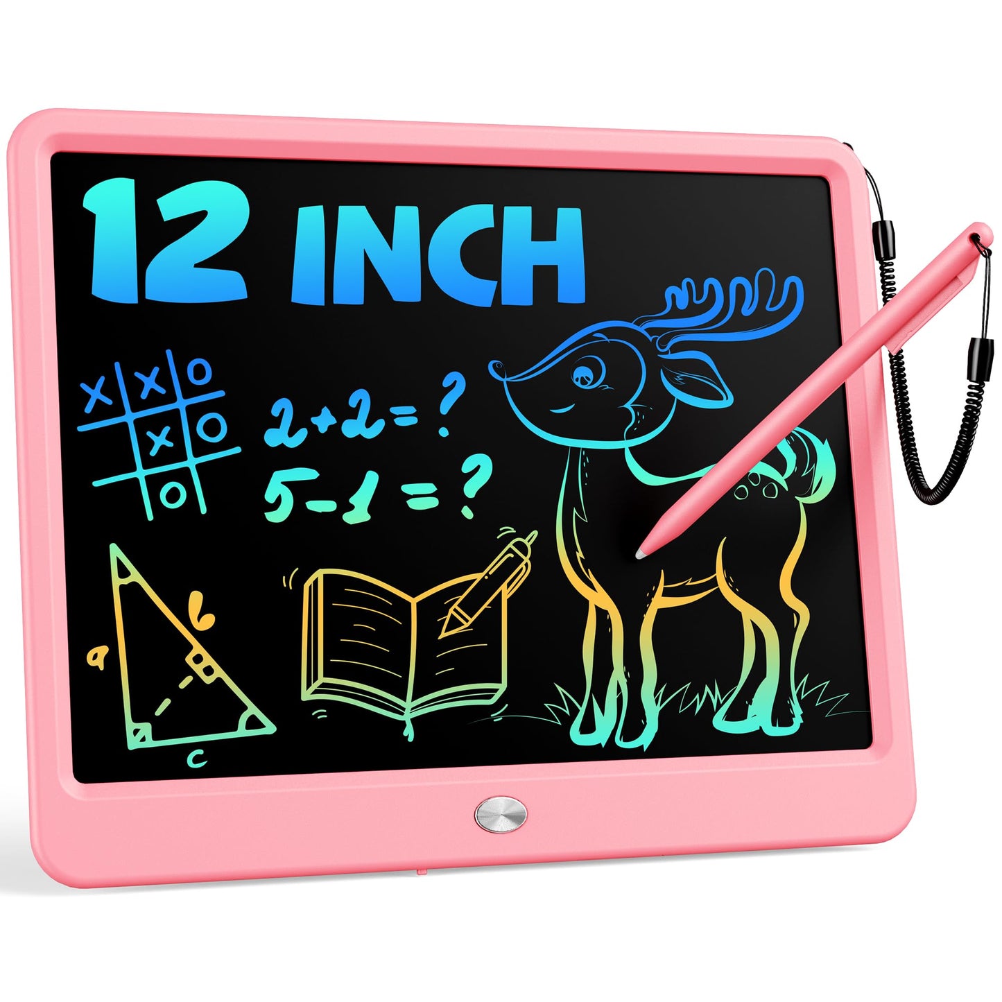 HotBravokids 10 Inch LCD Writing Tablet for 3-8 Year Olds - Electronic Drawing Pad and Doodle Board as Educational Birthday Gifts for Girls and Boys (Pink)