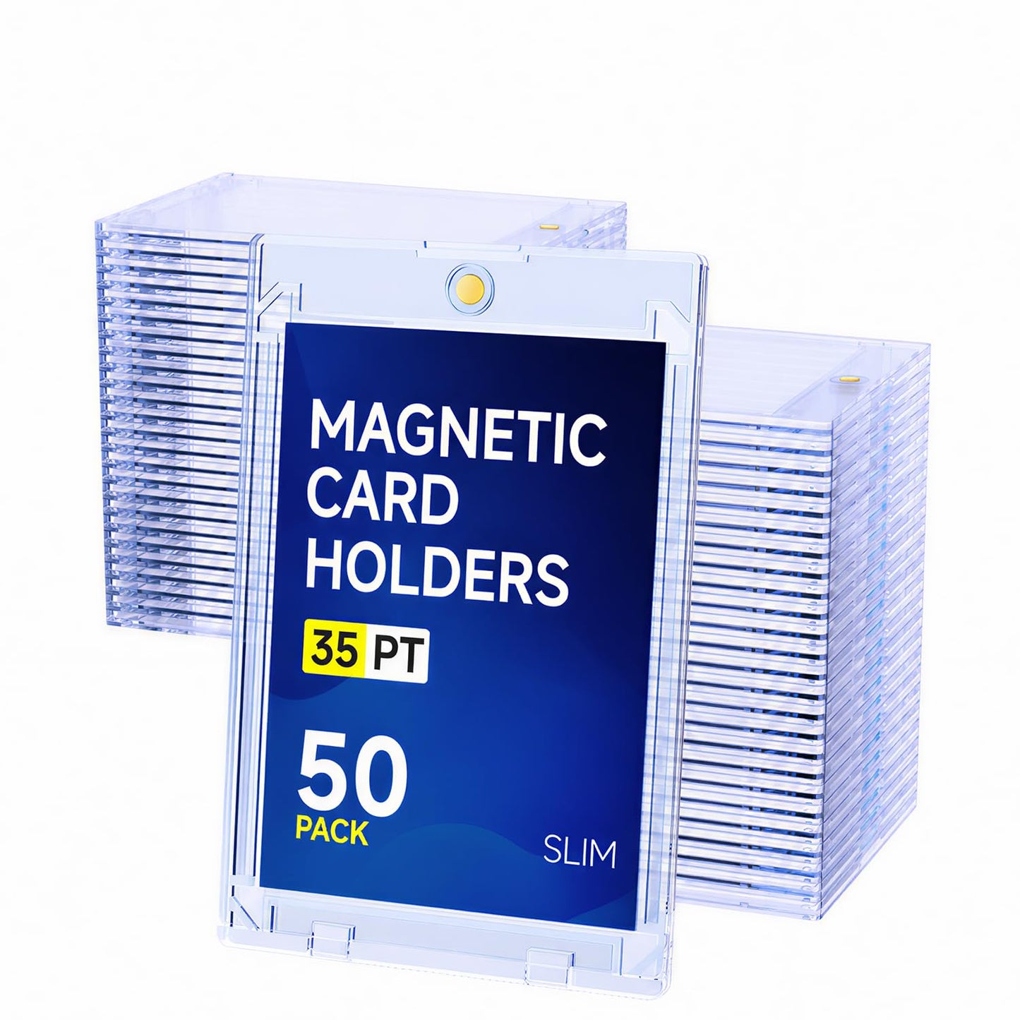 Hot50ct Magnetic Card Holder, 35pt One Touch Card Holder, U-V Protectors Hard Plastic for Trading Cards, Magnet Case, Sports, Game, Football, Baseball
