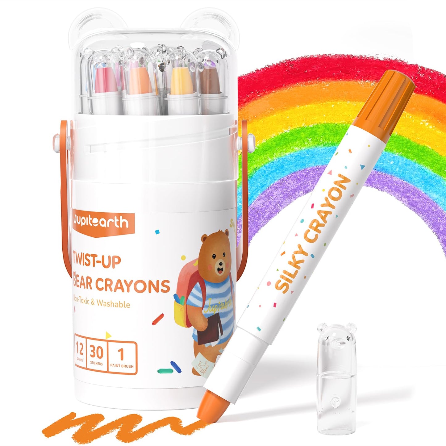 Hot JUPITEARTH 36 Color Twist Crayons for Toddlers 1-3 and Kids 4-8, Non-Toxic Washable Crayons 2-4, Ultra-Silky Easy-Grip Art Supplies, Ideal Coloring Gift for Boys and Girls