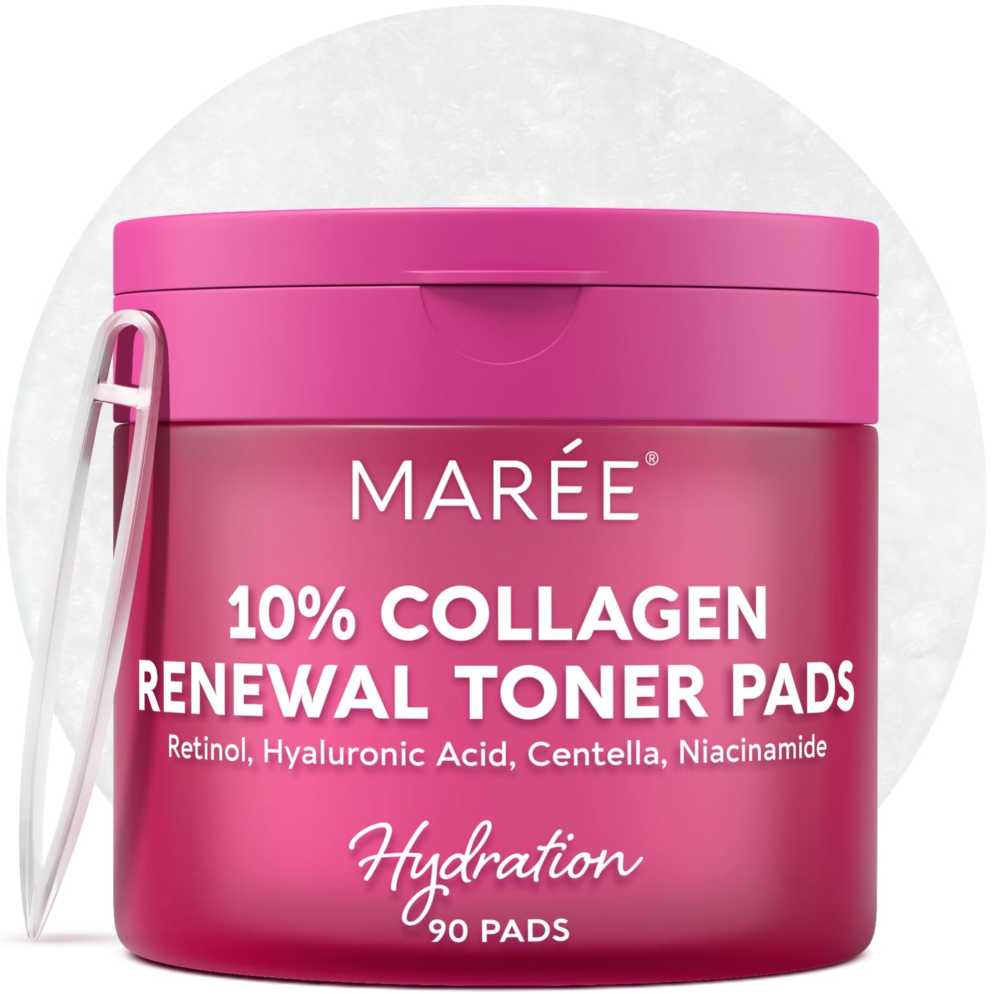 HotMAREE Glycolic Acid Pads - Toner Pads for Face Cleansing - Exfoliating Pad with Tea Tree Oil, Salicylic Acid & Vitamins E, B3, B5 - Facial Polishes & Peels, Skin Pore Resurfacing & Radiance - 50 Count