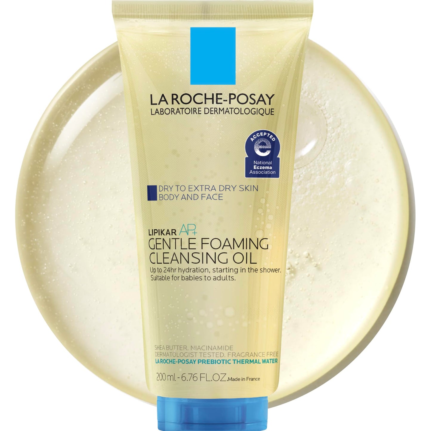 HotLa Roche-Posay Lipikar AP+ Gentle Foaming Cleansing Oil, Gentle Oil Cleanser for Face and Body Formulated with Niacinamide, Long-Lasting 24-hour Hydration, Fragrance-Free & Soap Free