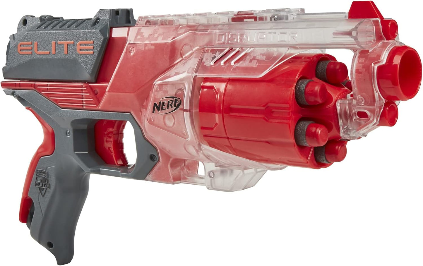 Hot NERF Elite Disrupter Blaster - 6-Dart Rotating Drum, Slam Fire, Translucent Red (Amazon Exclusive)