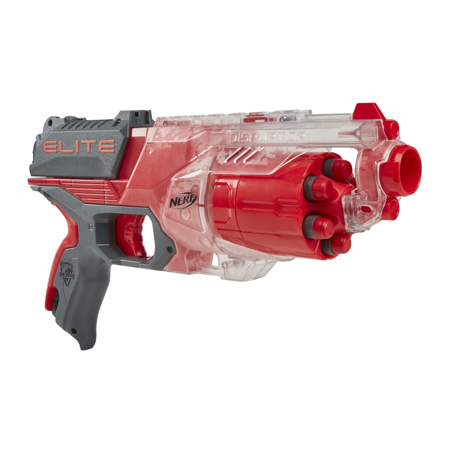 Hot NERF Elite Disrupter Blaster - 6-Dart Rotating Drum, Slam Fire, Translucent Red (Amazon Exclusive)