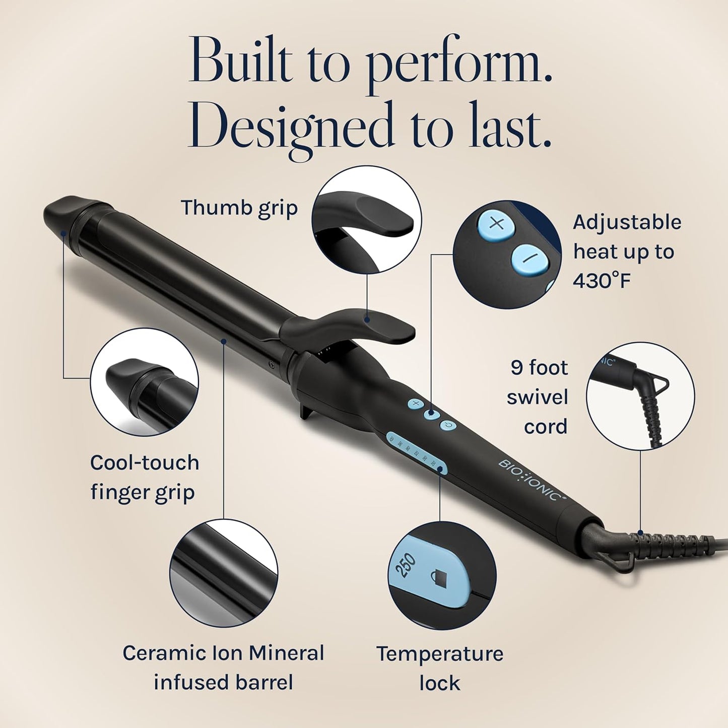 HotBio Ionic Long Barrel Curling Iron with Moisture Heat Technology & NanoIonic MX Versatile Curling Wand - Multiple Barrel Sizes for Tight, Classic, Loose & Soft Curls