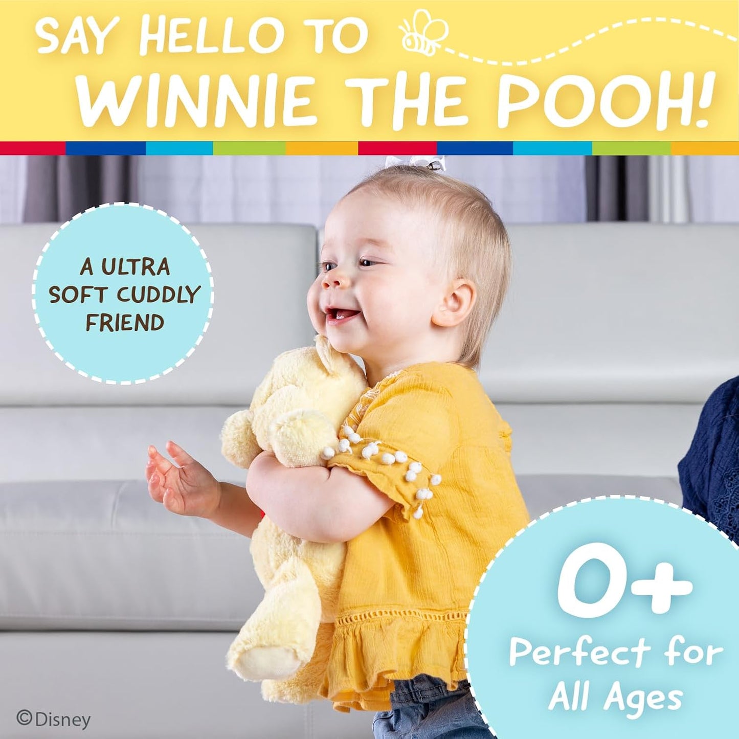HotKids Preferred Disney Baby Winnie the Pooh and Friends Stuffed Animal with Jingle and Crinkle, Pooh 12”
