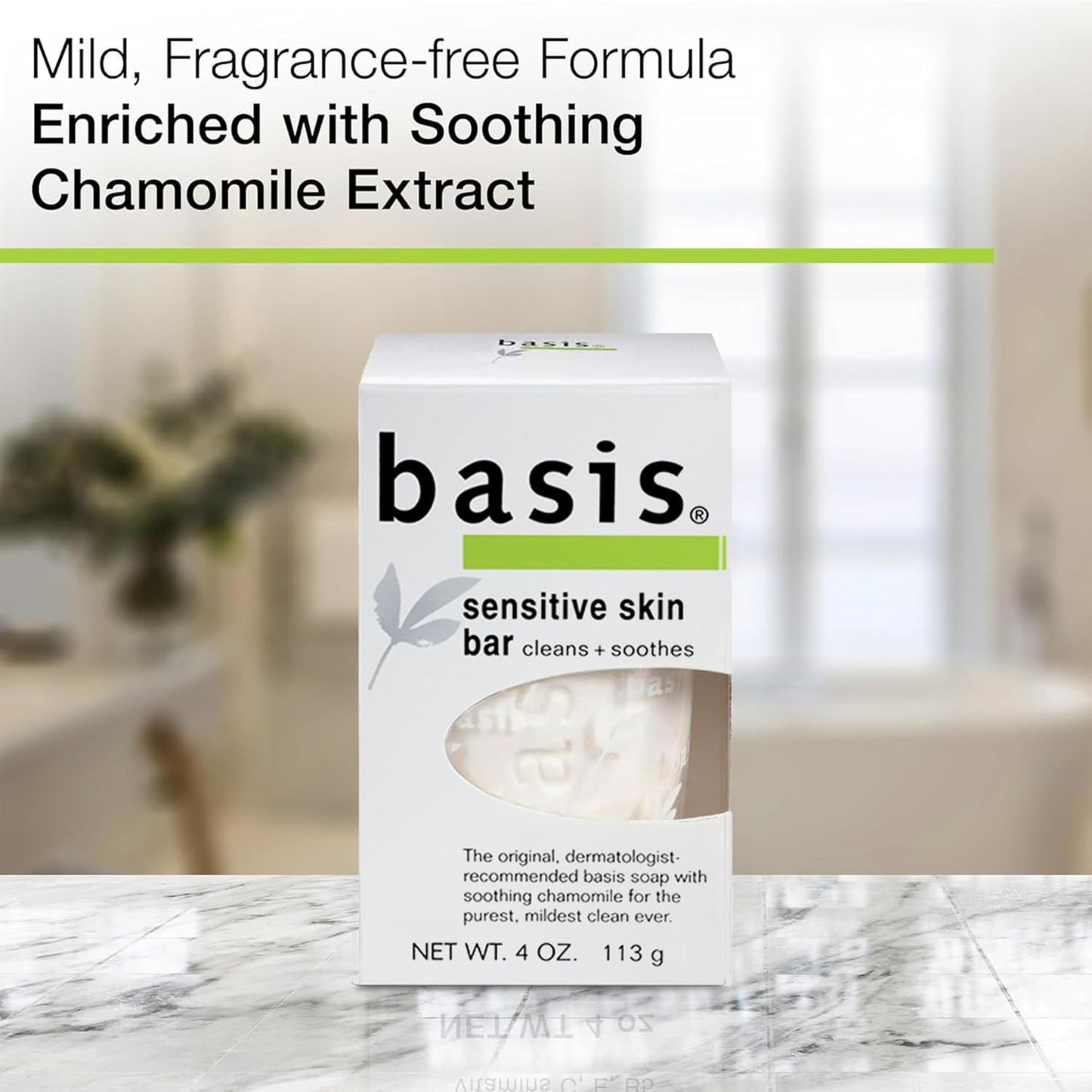 HotBasis Sensitive Skin Bar Soap for Body, Hands and Face, Unscented Soap Bar for Sensitive Skin with Chamomile and Aloe Vera, Bar Soap Bulk Pack, 4 Oz Bar, Pack of 6