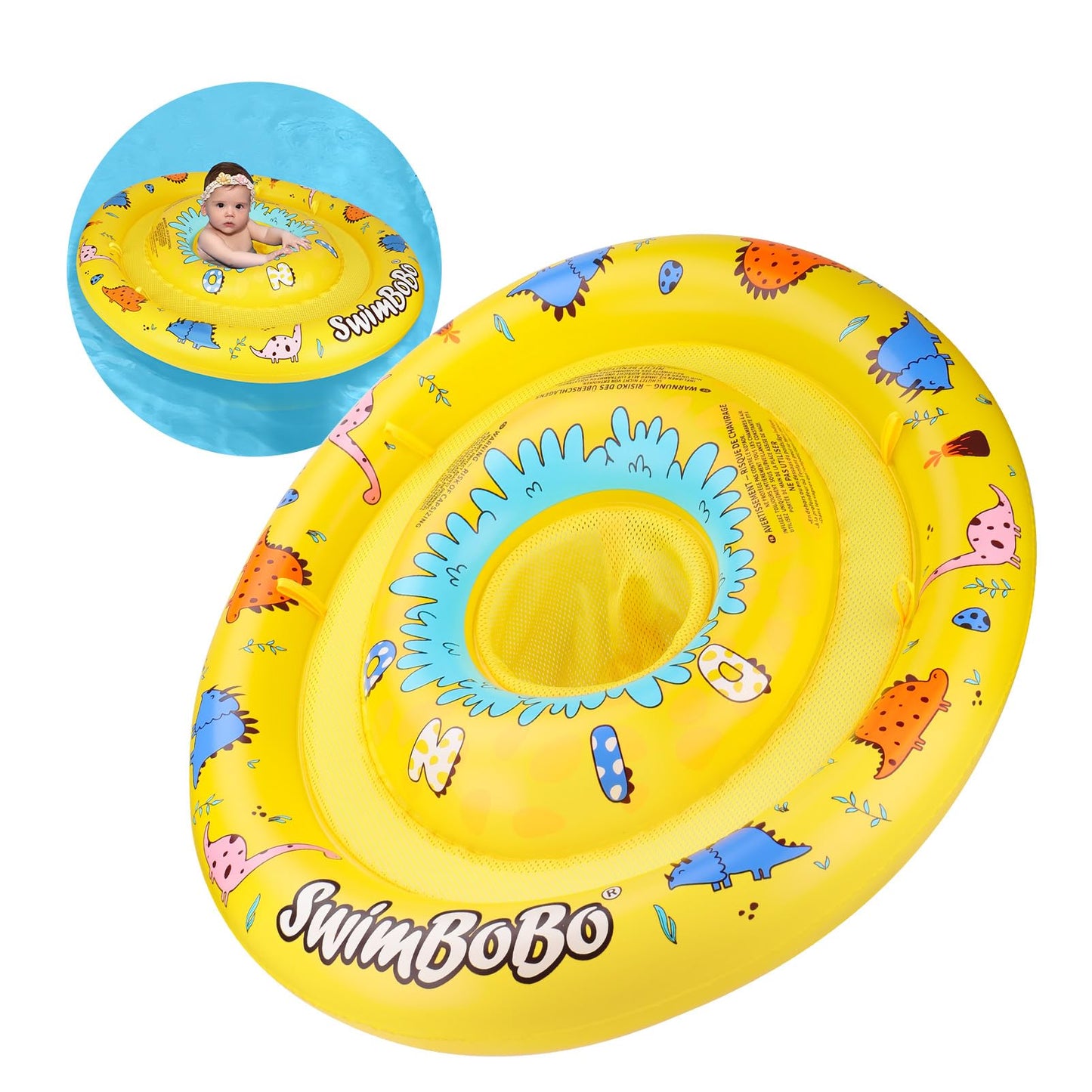 HotInflatable Baby Swimming Float with Safety Seat Fun Swimming Pool Toys for Age 6-36 Months Toddler