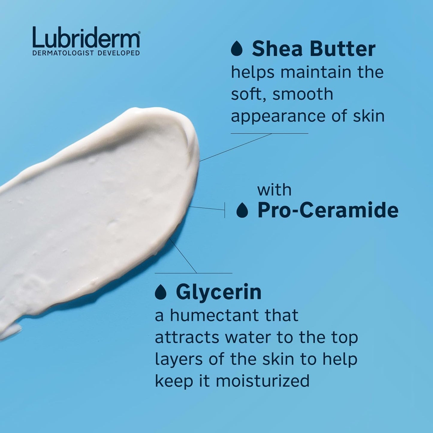 HotLubriderm Fragrance Free Daily Moisture Body Lotion + Pro-Ceramide, Unscented Lotion, Body Lotion for Dry Skin, Shea Butter, Glycerin, Non-Greasy 24-Hour Moisturizer, Paraben & Dye Free, 24 Fl Oz