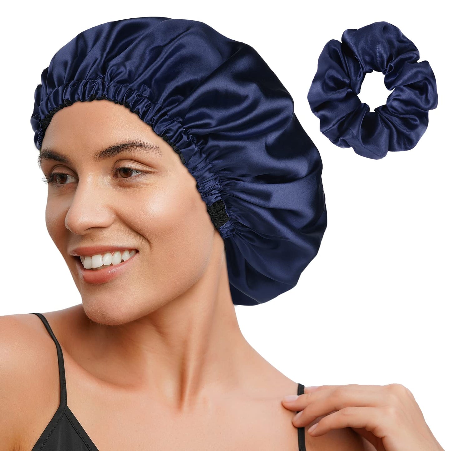 HotYANIBEST Adjustable Satin Bonnet Double Layer Hair Bonnet for Sleeping Bonnets for Women Hats Curly Natural Hair, Blush Pink | Double Layer, Reversible Bonnet, Natural Curly Coily, Maintain Moisture, Soft Adjustable Elastic Band Sleep Cap