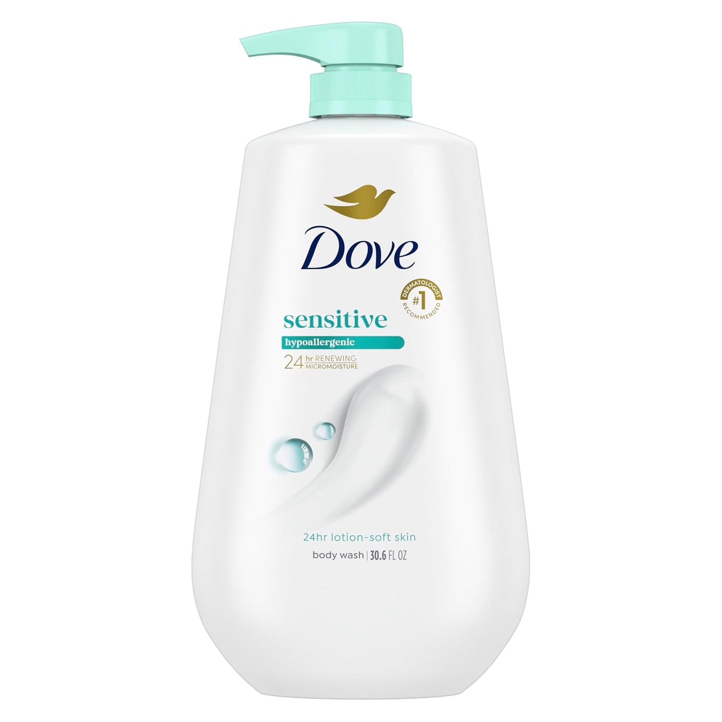 HotDove Body Wash with Pump Sensitive Skin For 24hr Lotion-Soft Skin Moisturizing Skin Cleanser Gentle Hypoallergenic Formula with No Sulfates No Parabens 30.6 oz