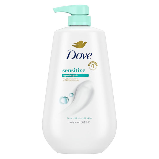 HotDove Body Wash with Pump Sensitive Skin For 24hr Lotion-Soft Skin Moisturizing Skin Cleanser Gentle Hypoallergenic Formula with No Sulfates No Parabens 30.6 oz