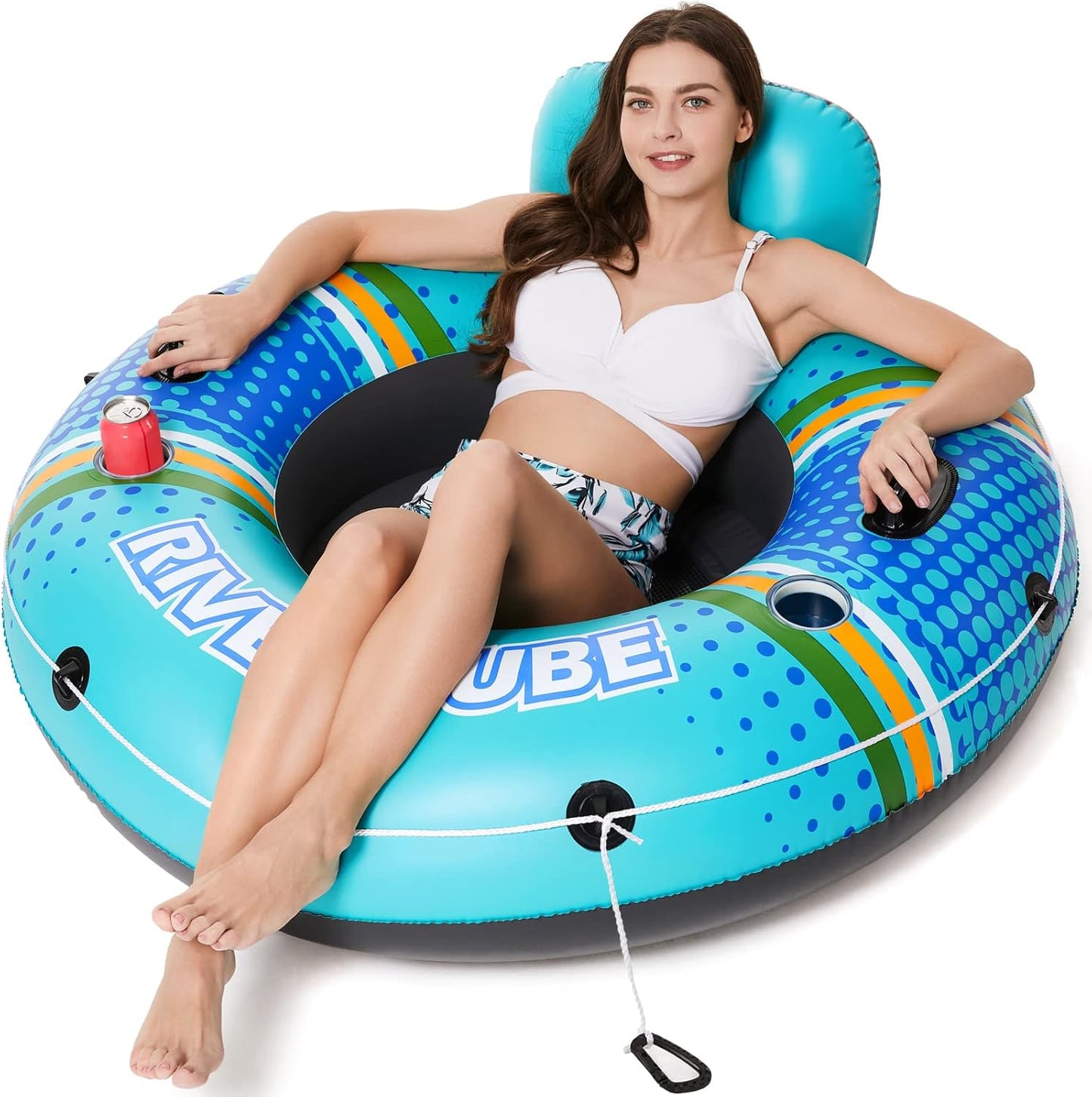 Hot Jasonwell Inflatable River Tube Float - Heavy Duty River Float Pool Floats Lake Premium Water Tubes for Floating Recreational River Raft Lounge Floaties with 2 Cup Holders for Adult