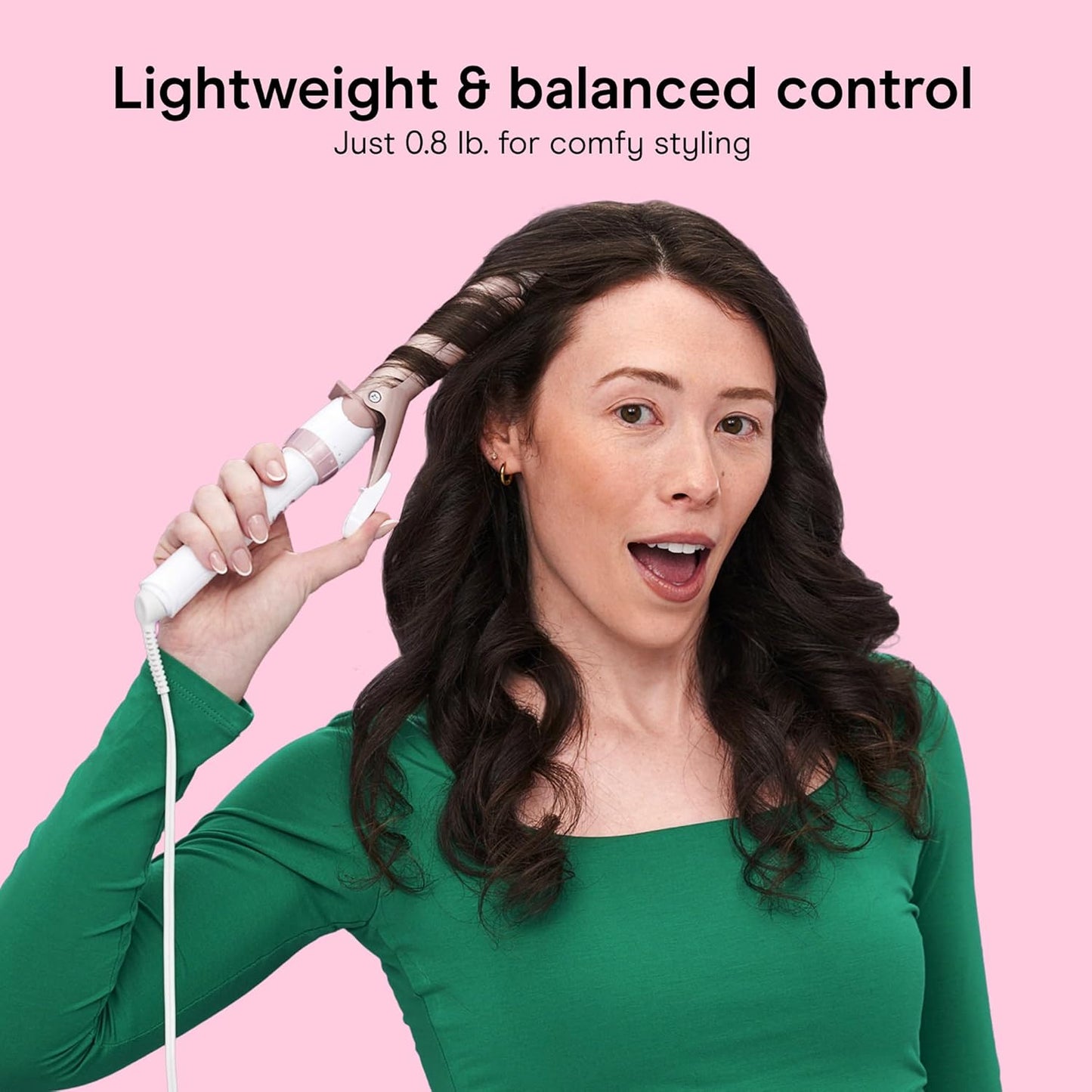 HotConair Curling Iron, Double Ceramic, 1" Barrel, White/Rose Gold | Hair curler and hair waver for medium to long hair with 30 heat settings, built-in heat protection, a cool tip, and auto off