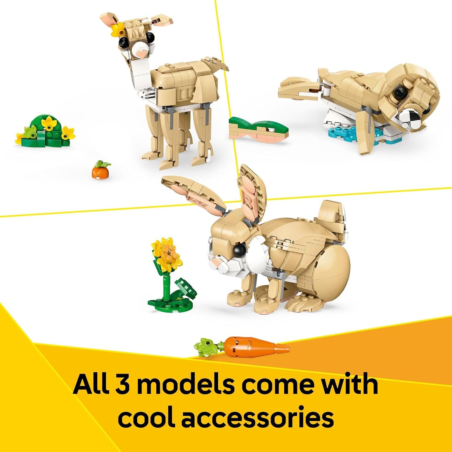 Hot LEGO Creator 3 in 1 Cute Bunny 31162 | Building Toy, Girls & Boys, Ages 8+, Choose Your Build W/ 3 Options, 326 pcs, Display in Bedroom or Bookshelf, Gift Idea