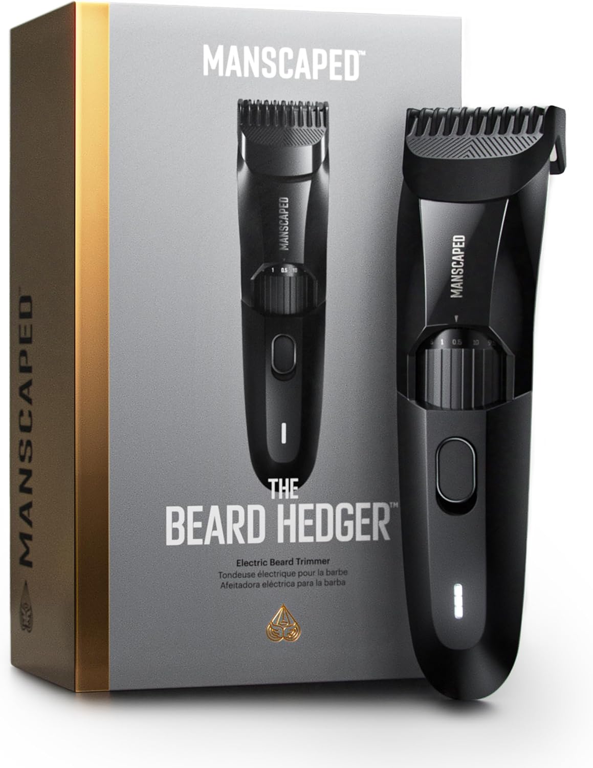 HotMANSCAPED® The Beard Hedger® Men's Premium Beard Trimmer, 20 Length Adjustable Blade Wheel, Stainless Steel T-Blade for Precision Facial Hair Trimming, Cordless Waterproof Wet/Dry Clipper