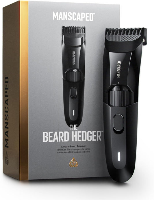 HotMANSCAPED® The Beard Hedger® Men's Premium Beard Trimmer, 20 Length Adjustable Blade Wheel, Stainless Steel T-Blade for Precision Facial Hair Trimming, Cordless Waterproof Wet/Dry Clipper