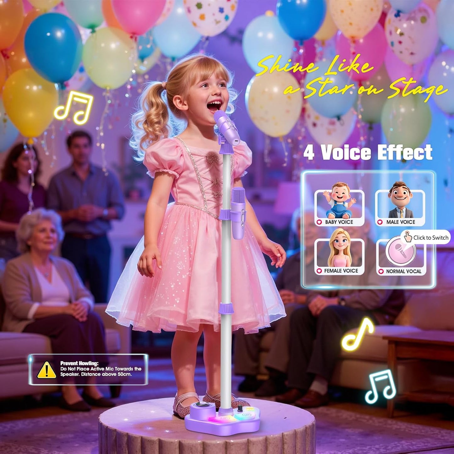 Hot Stand Karaoke Machine for Kids, Singing Toys Gifts for 3 4 5 6 7 8 Year Old Girls Boys, Rechargeable Kid Microphone Bluetooth Speaker with 2 Wireless Mic for Girl Age 4-6 Toddler Birthday Party Toy