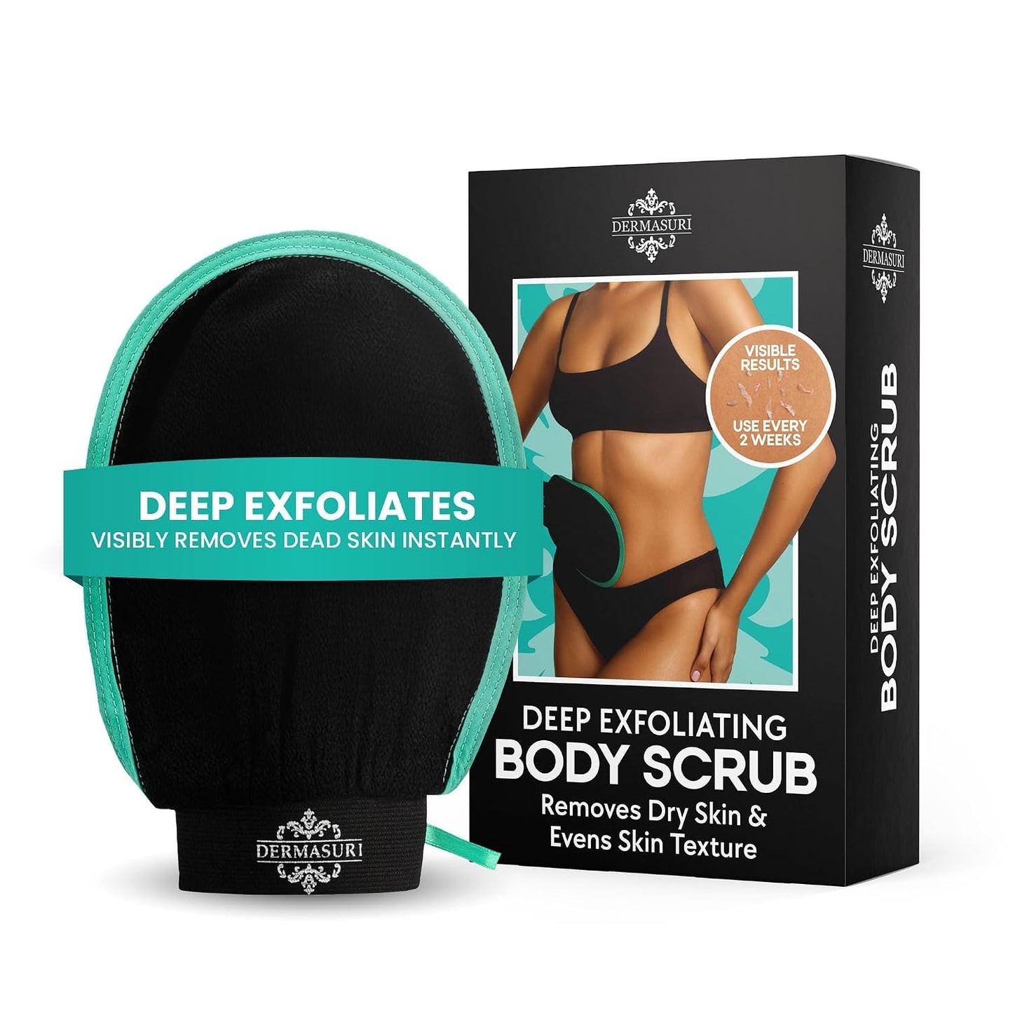 HotDermasuri - Deep Exfoliating Glove - Korean Exfoliating Mitt & Body Scrubber - Keratosis Pilaris Treatment Scrub - Self Tanner Mitt & Ingrown Hair Exfoliator - Shower Gloves for Women & Men - (1 Pack)