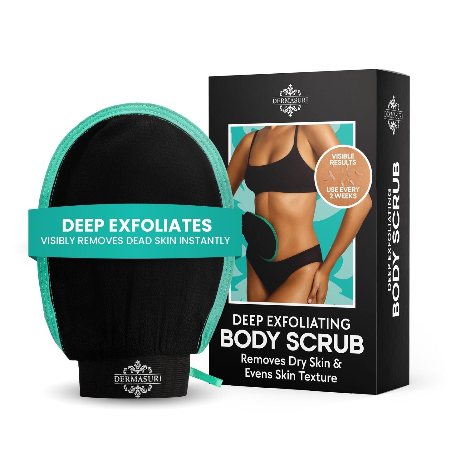 HotDermasuri - Deep Exfoliating Glove - Korean Exfoliating Mitt & Body Scrubber - Keratosis Pilaris Treatment Scrub - Self Tanner Mitt & Ingrown Hair Exfoliator - Shower Gloves for Women & Men - (1 Pack)