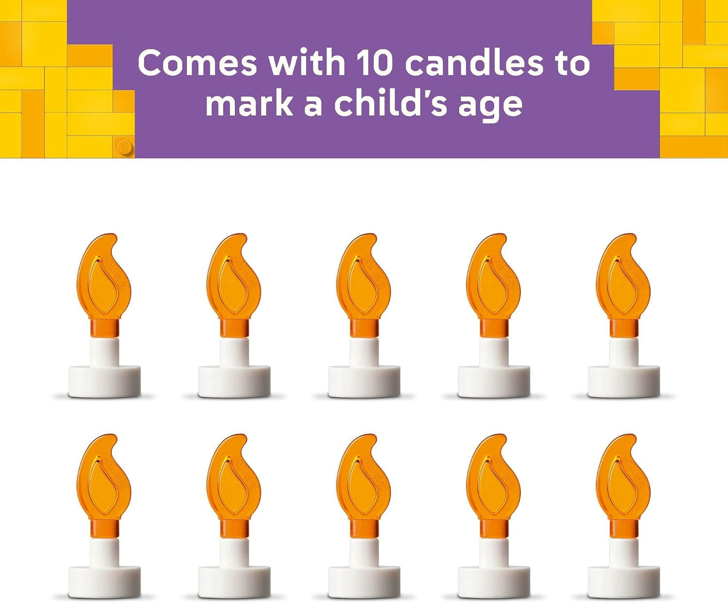 HotLEGO Birthday Party Cake - Building Toy for Boys & Girls, Ages 7+ - Birthday Decoration with 10 Candle Accessories - Craft for Kids - 40815
