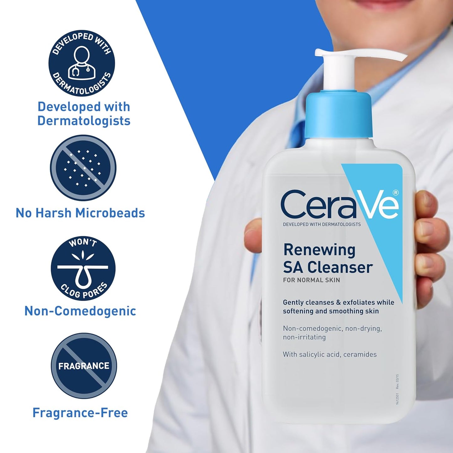 HotCeraVe Renewing Salicylic Acid Cleanser, Formulated With Hyaluronic Acid, Niacinamide, & Ceramides, Gentle BHA Exfoliating Face Wash Smooths & Softens Skin, Non Comedogenic & Fragrance Free, 8 Ounce