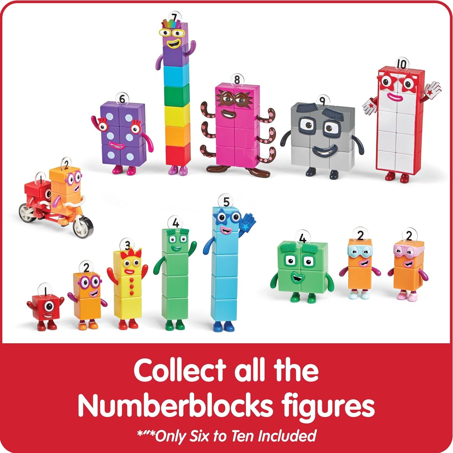 Hothand2mind Numberblocks Friends Six to Ten Figures – Official Licensed Character Action Figure Set, Numbers and Counting Figurines, Pretend Play Toys, for Kids Ages 3, 4, 5, 6, 7