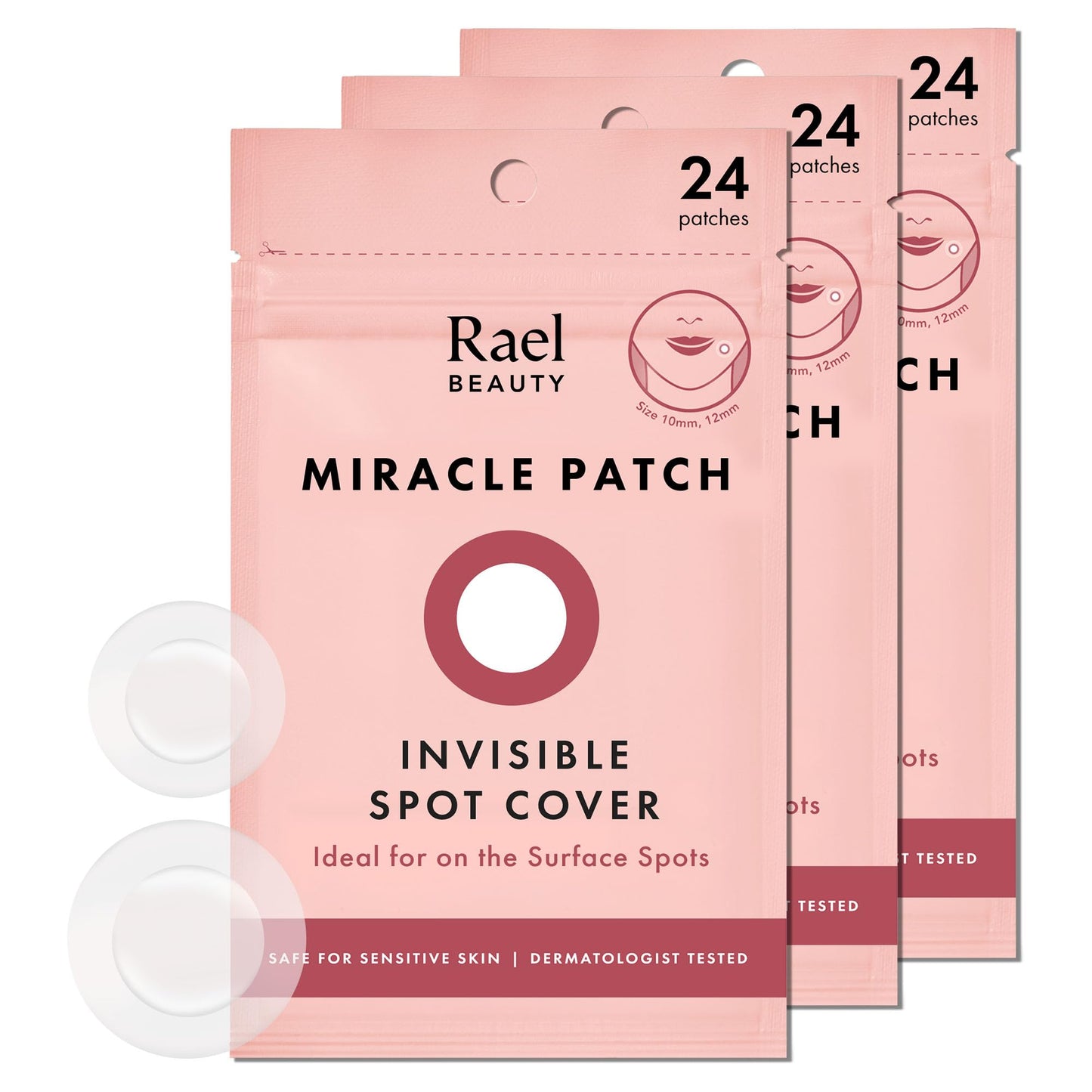 HotRael Miracle Invisible Spot Cover Hydrocolloid Acne Pimple Patches (96 Ct) | Ultra-Thin Patch for Face, Absorbs Fluid From Blemishes, Facial Sticker, Korean Skin Care, Pore Care, 2 Sizes