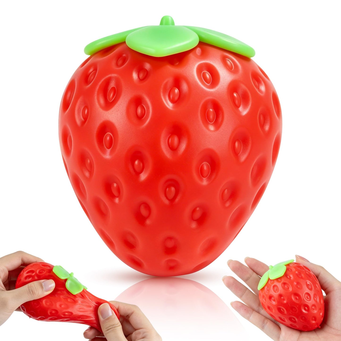 Hot3Pcs Big Taba Squishies Strawberry, Cute Strawberry Squeeze Toys, Upgrade Fruit Squishies, Kawaii Sticky Stress Toy, Clear Fidget Toys, Valentines Gift for Kids, Teen Boys Girls Birthday Gift Ideas