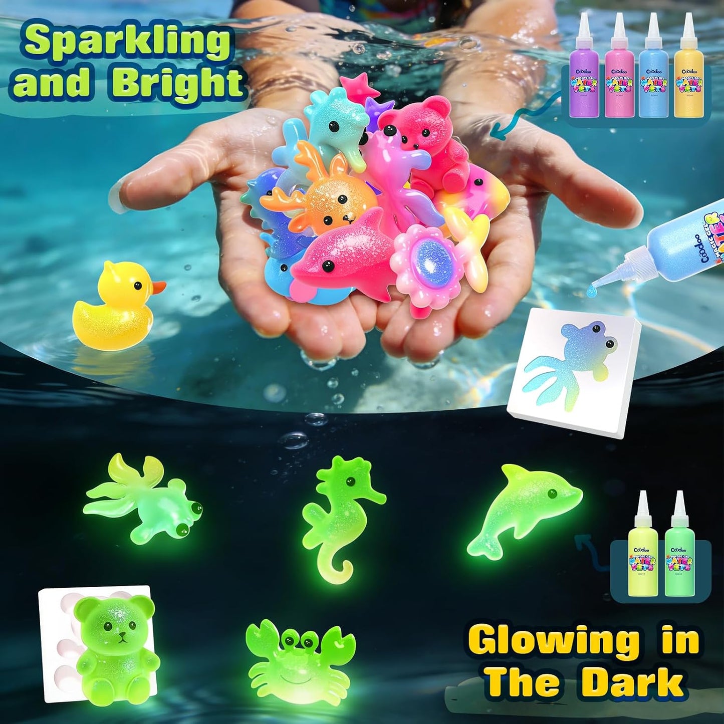 Hot Coodoo Magic Water Elf Toy Craft Kits, Aqua Fairy Water Gel DIY Squishies Squishy Maker Toddler Kids Toys for Girls Boys Toys Birthday Gifts, Art Supplies Arts and Crafts for Kids Ages 4-6 4-8 8-12
