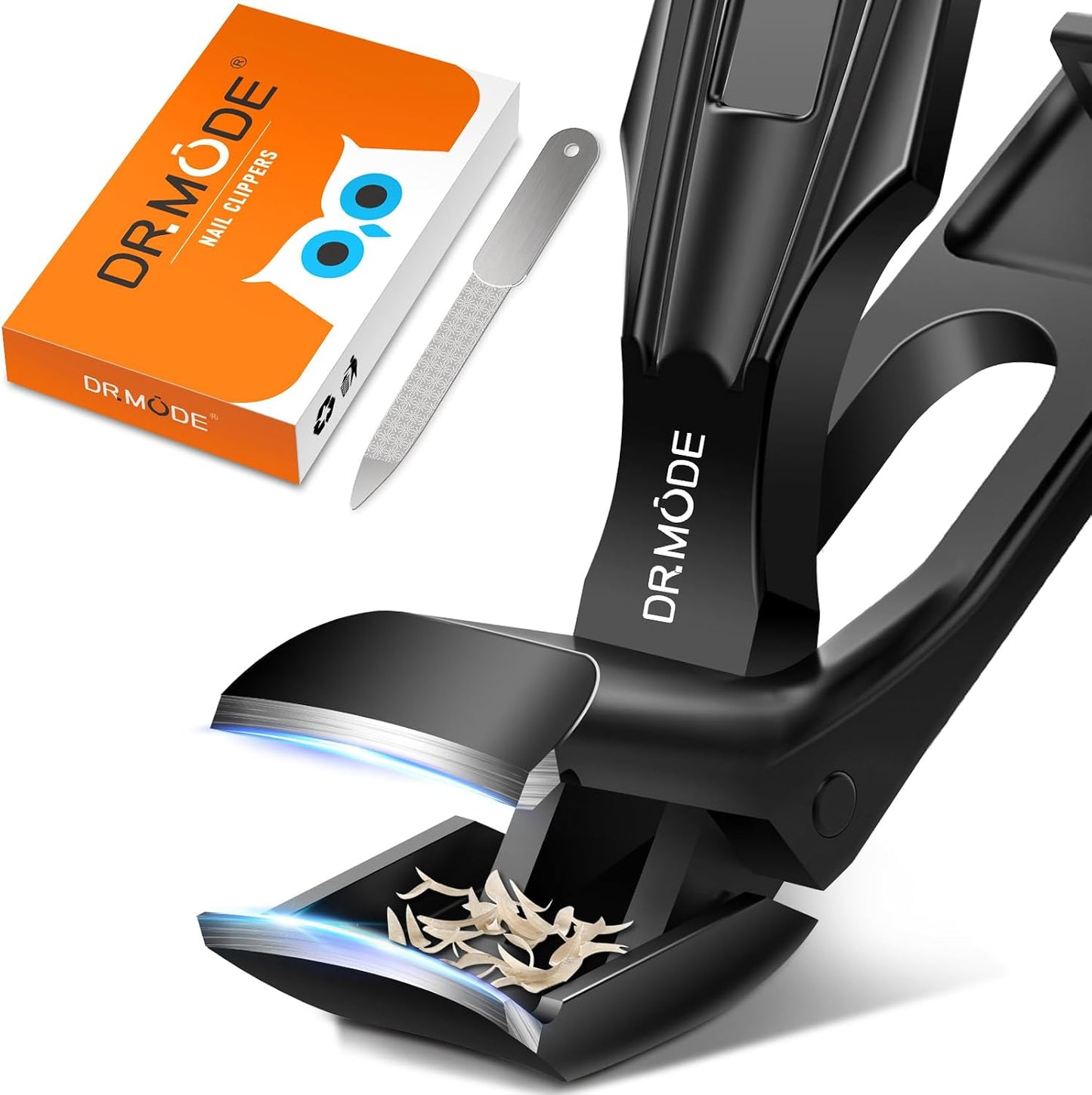 HotToenail Clippers for Seniors Thick Toenails, Upgrade Angled Head Large Toe Nail Clippers for Men with Wide Jaw Opening, Sharp Heavy Duty Fingernail Clipper Cutter with Catcher Long Handle -Black