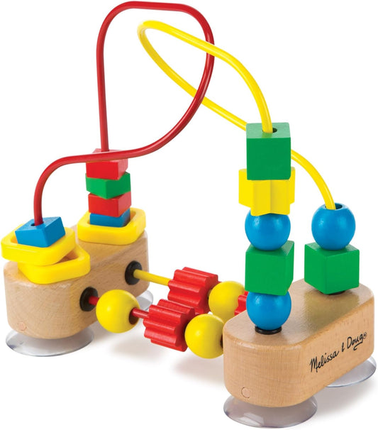 HotMelissa & Doug First Bead Maze - Wooden Educational Baby Toy with Suction Cups, for Floor, High Chair or Toddler Table, Toddler Toys for Girls & Boys Ages 1+