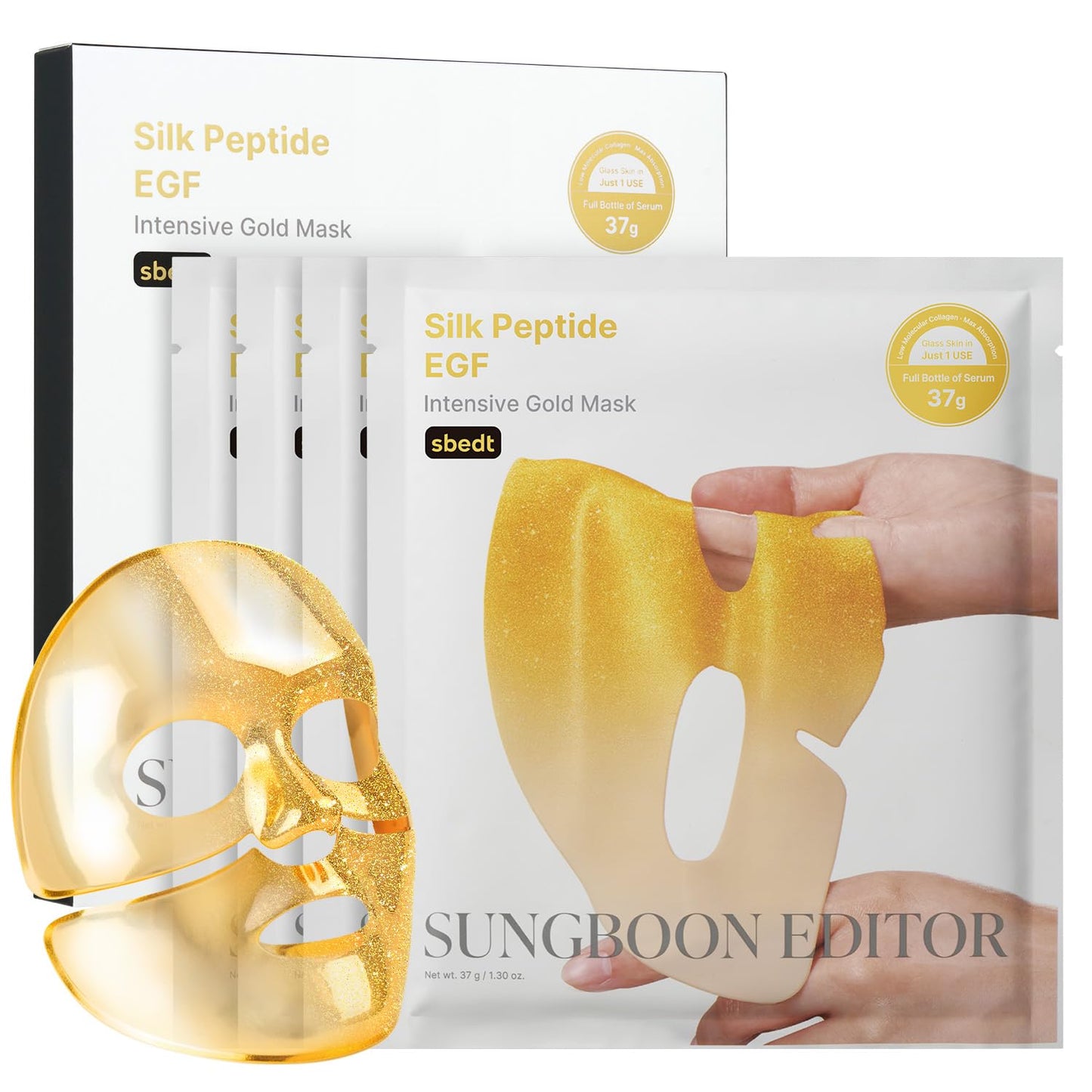 HotSUNGBOON EDITOR Silk Peptide EGF Intensive Gold Overnight Mask, Hydrating Mask for Glass Skin, 31 Multi Peptide(Copper Peptides)+24K Gold&Collagen, Korean Skincare, 4ea, Gifts for Women